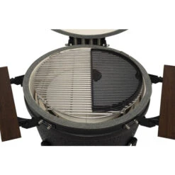 Plaque En Fonte Réversible Demi-lune Pour Kamado The Bastard Large -Eno Bbq Boutique bb554 plaque fonte demi lune kamado the bastard large ambiance