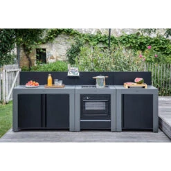 Cuisine D'extérieur ENO Modulo Acier Pour Plancha - 3 Modules Avec Cuisinière Et Chariot Félix -Eno Bbq Boutique cuisine modulo 3 cuisiniere chariot felix 2