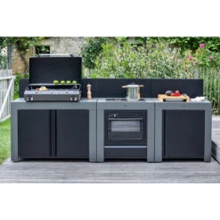 Cuisine D'extérieur ENO Modulo Acier Pour Plancha - 3 Modules Avec Cuisinière Et Chariot Félix -Eno Bbq Boutique cuisine modulo 3 cuisiniere chariot felix 5