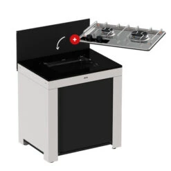 Modulo Table De Cuisson Master 2 Brûleurs - Coloris Inox Et Noir - Pour Cuisine D'extérieur ENO 18 Modulo Table De Cuisson Master 2 Brûleurs - Coloris Inox Et Noir - Pour Cuisine D'extérieur ENO -Eno Bbq Boutique modulo gris plaque