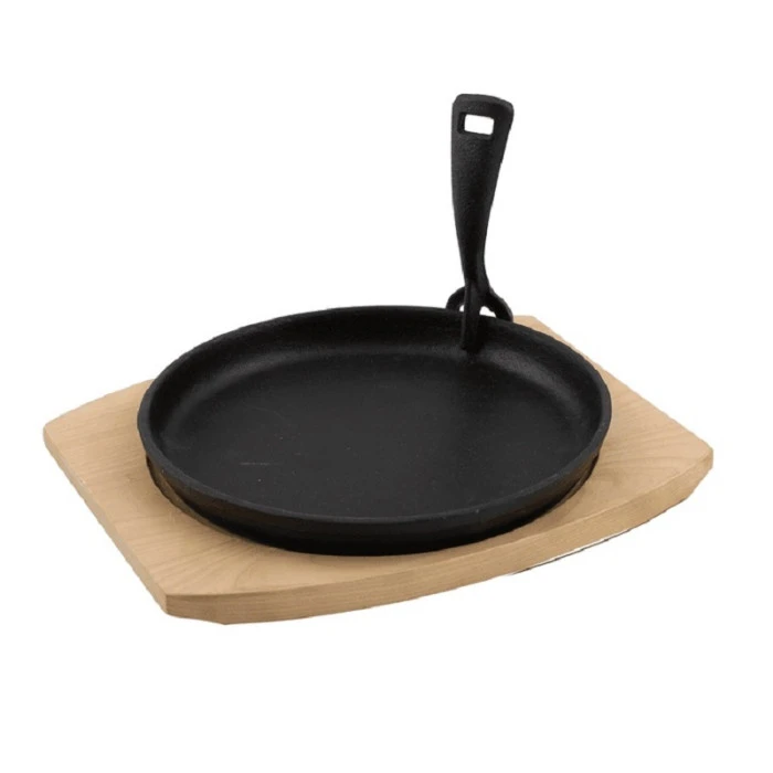 Poêle En Fonte + Dessous De Plat Bambou Pour Barbecue Barbecook 1 Poêle En Fonte + Dessous De Plat Bambou Pour Barbecue Barbecook